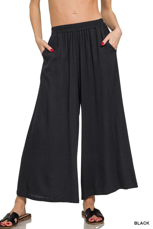 Wide Elastic Waist Pants