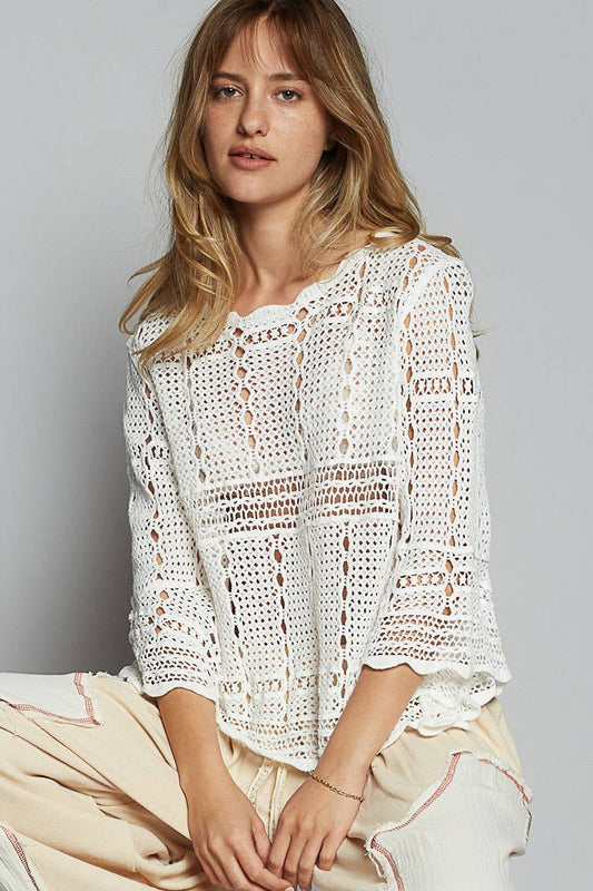 Boat Neck Crochet Top