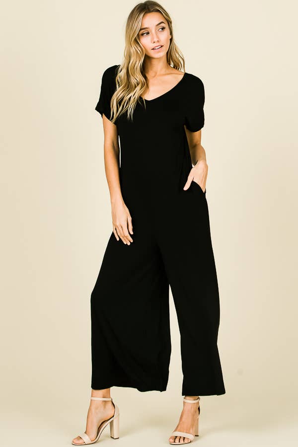 Short Sleeve Jumpsuit With Pockets