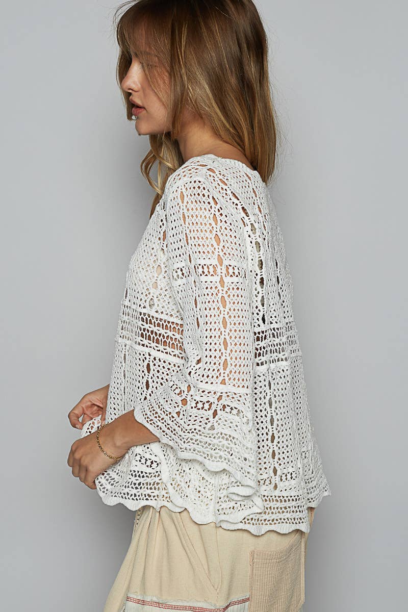 Boat Neck Crochet Top