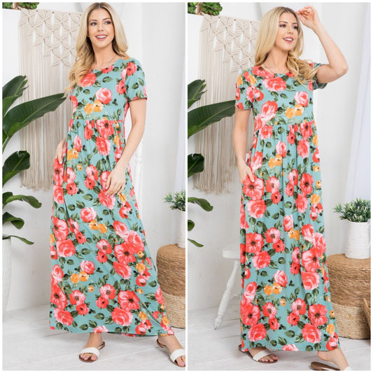 Plus Sage Floral Butter Soft Maxi