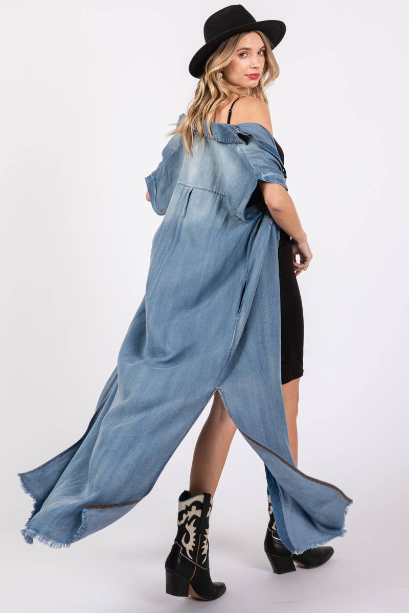 Short Sleeve Maxi Denim Dress