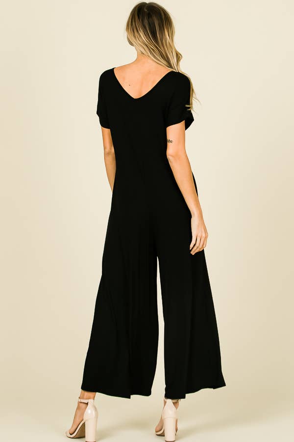 Short Sleeve Jumpsuit With Pockets