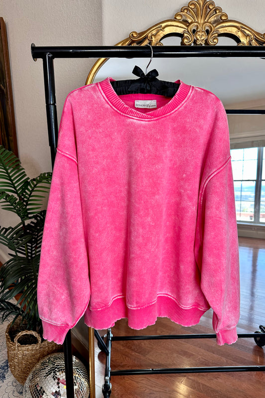 Fucsia Oversized Pullover Sweatshirt