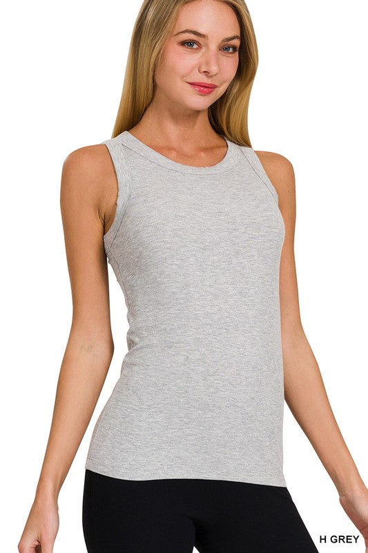 Ribbed High Neck Tank