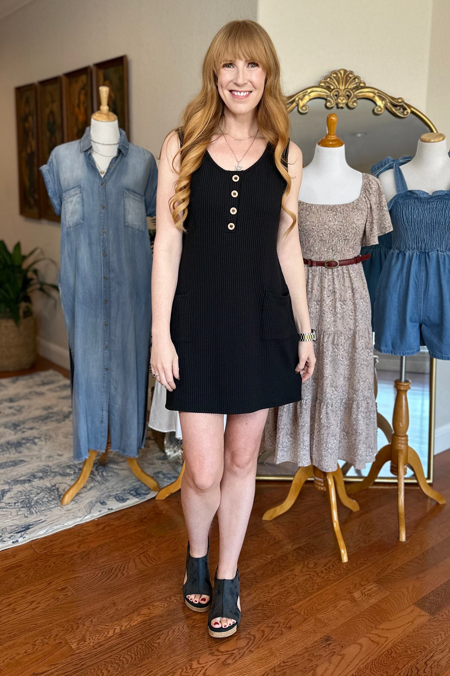 Corded Sleeveless Pocket Dress