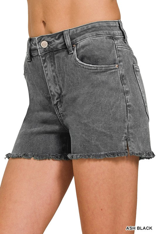 Ash Black Frayed Shorts