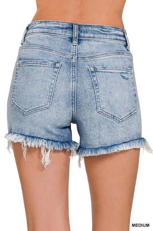 Raw Hem Wash Out Denim Shorts