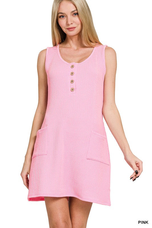 Corded Sleeveless Pocket Dress