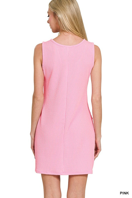 Corded Sleeveless Pocket Dress