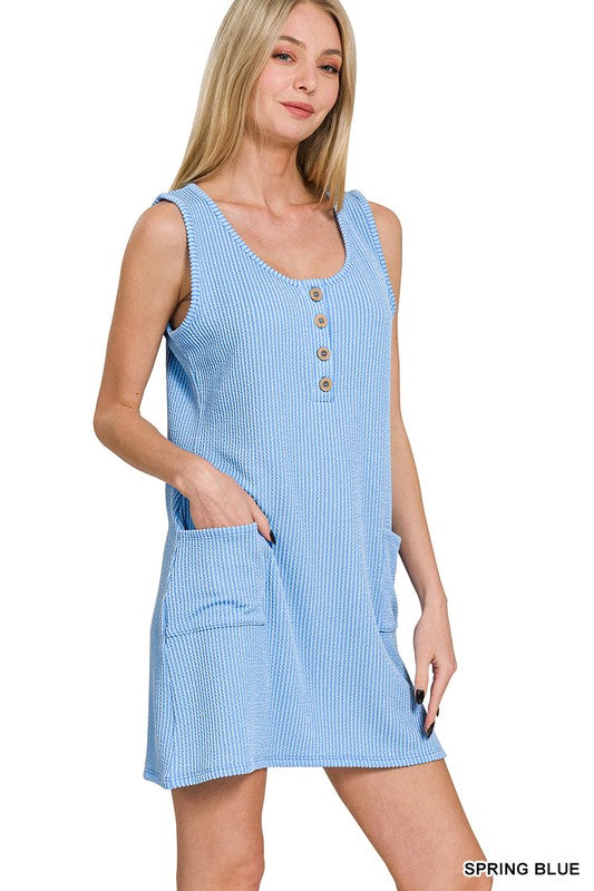 Corded Sleeveless Pocket Dress