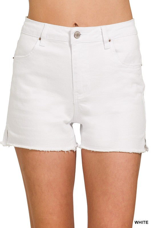 White Cutoff Frayed Hem Shorts