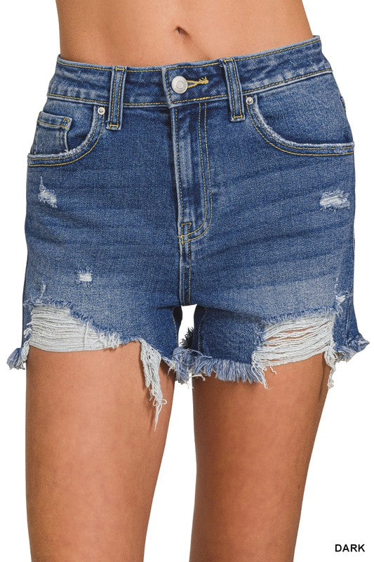 Distressed Dark Wash Shorts