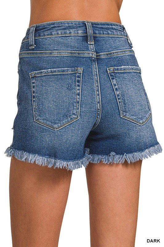 Distressed Dark Wash Shorts