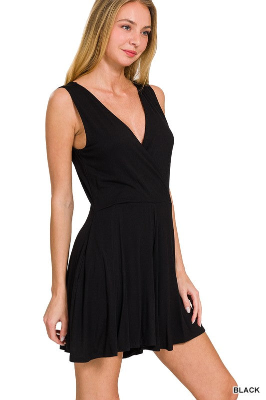 V-Neck Surplice Sleeveless Romper