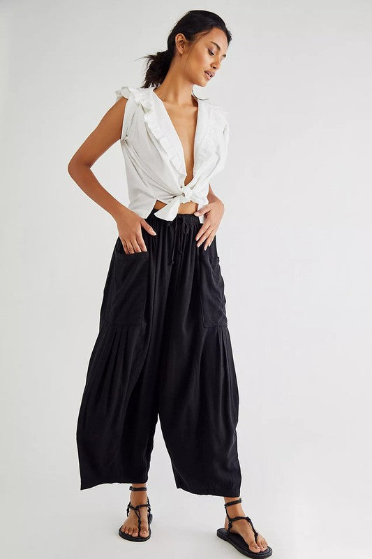 Woven Baggy Drawstring Pants