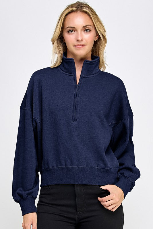 1/2 Zip Semi-Cropped Sweatshirt