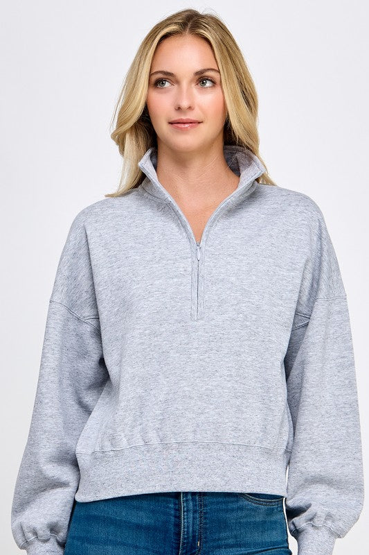 1/2 Zip Semi-Cropped Sweatshirt