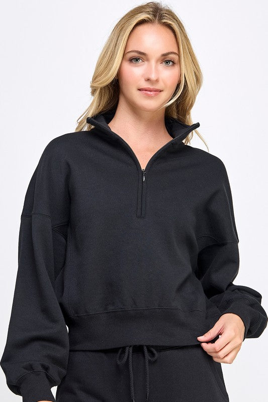 1/2 Zip Semi-Cropped Sweatshirt