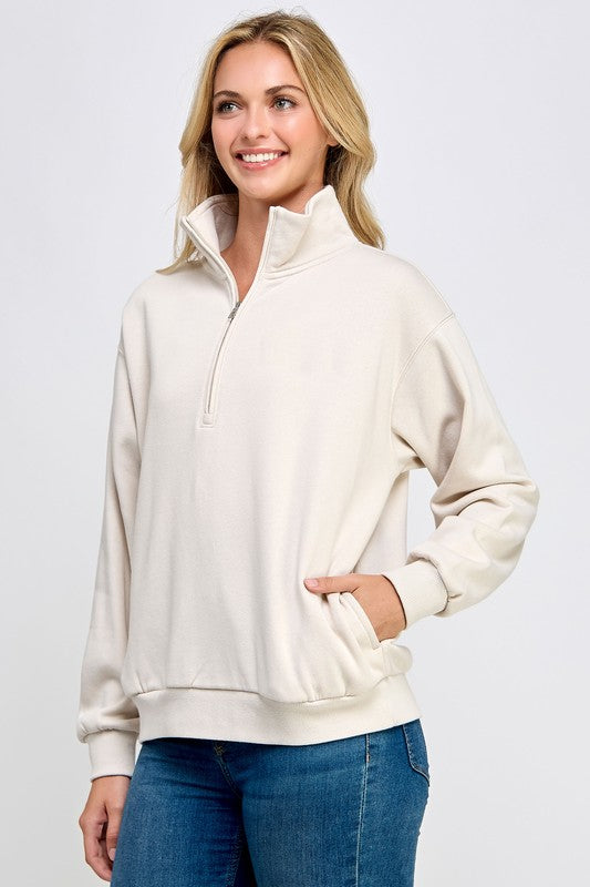 1/2 Zip Mock Neck Sweatshirt