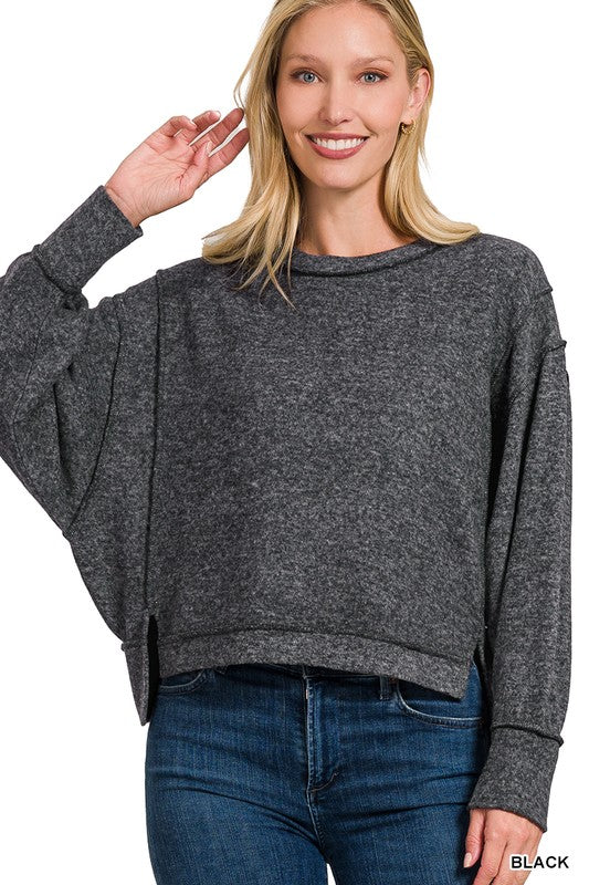 Brushed Hacci Reverse Seam Pullover