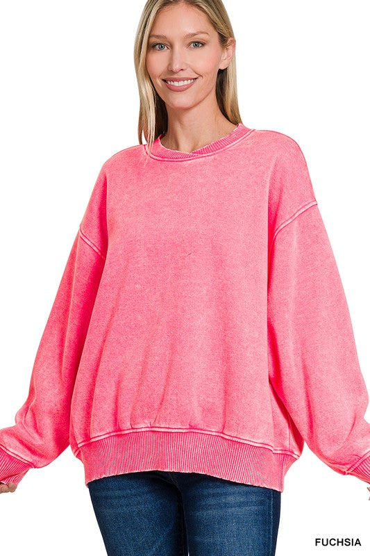 Fucsia Oversized Pullover Sweatshirt