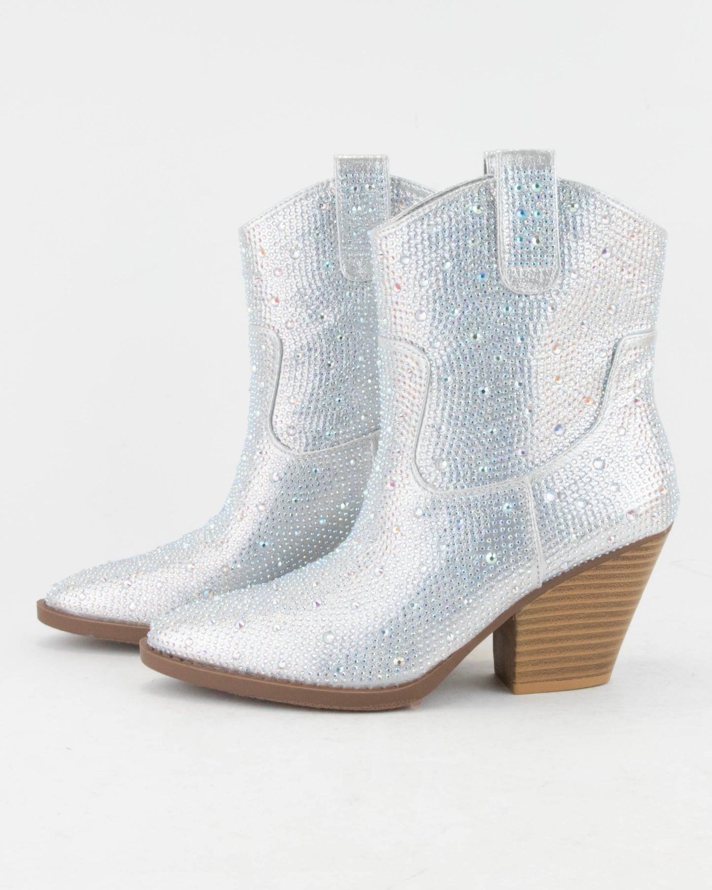 Silver Western Rhinestone Bootie