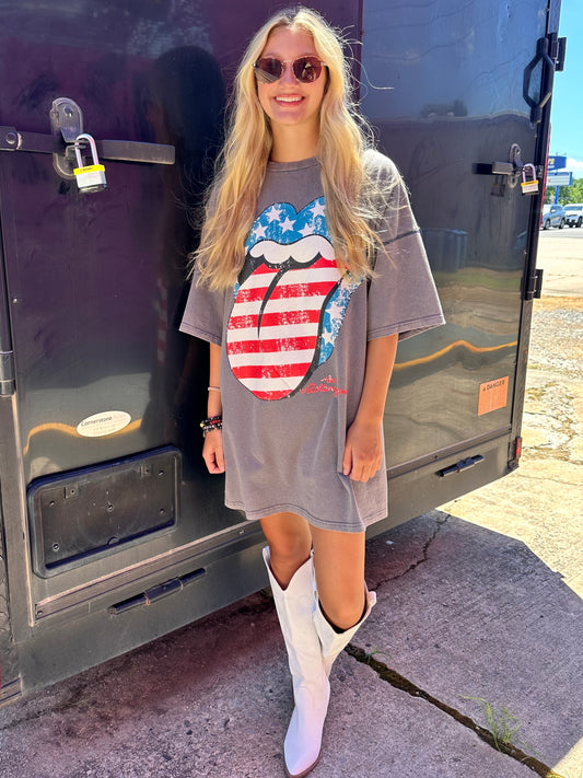 Rolling Stones Flag Tongue T-Shirt Dress