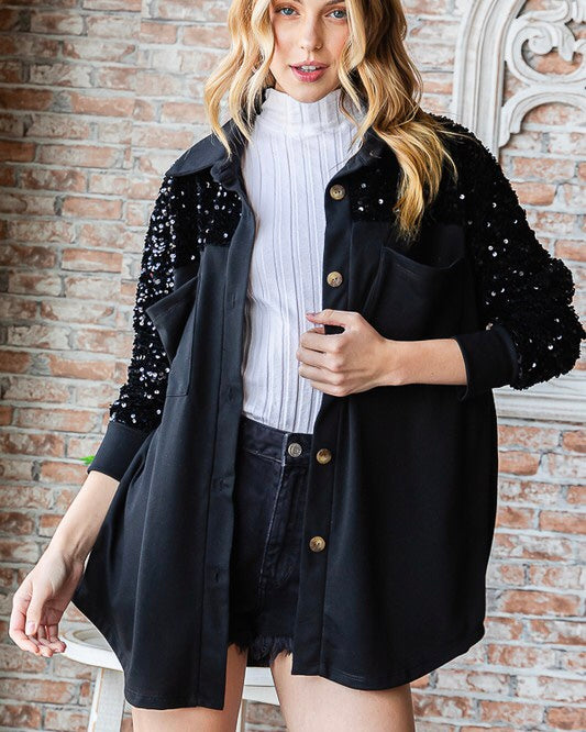 Sequin Sleeve Shacket