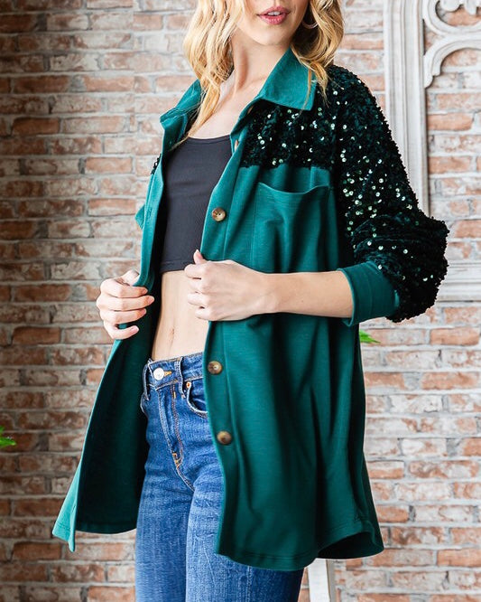 Sequin Sleeve Shacket