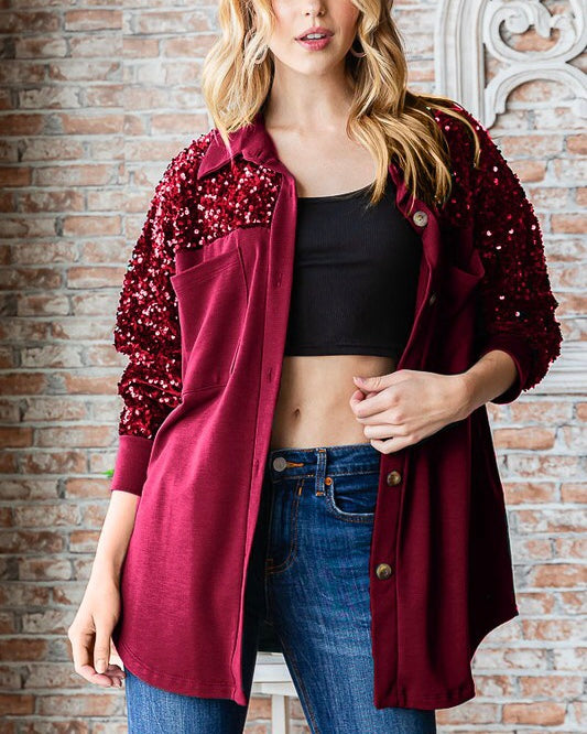 Sequin Sleeve Shacket