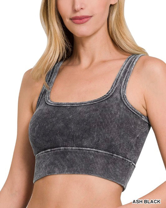 Washed Square Neck Padded Bralette