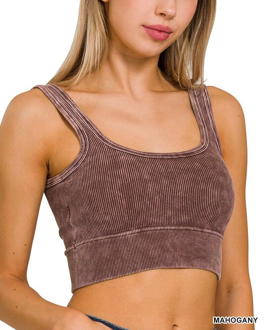 Washed Square Neck Padded Bralette