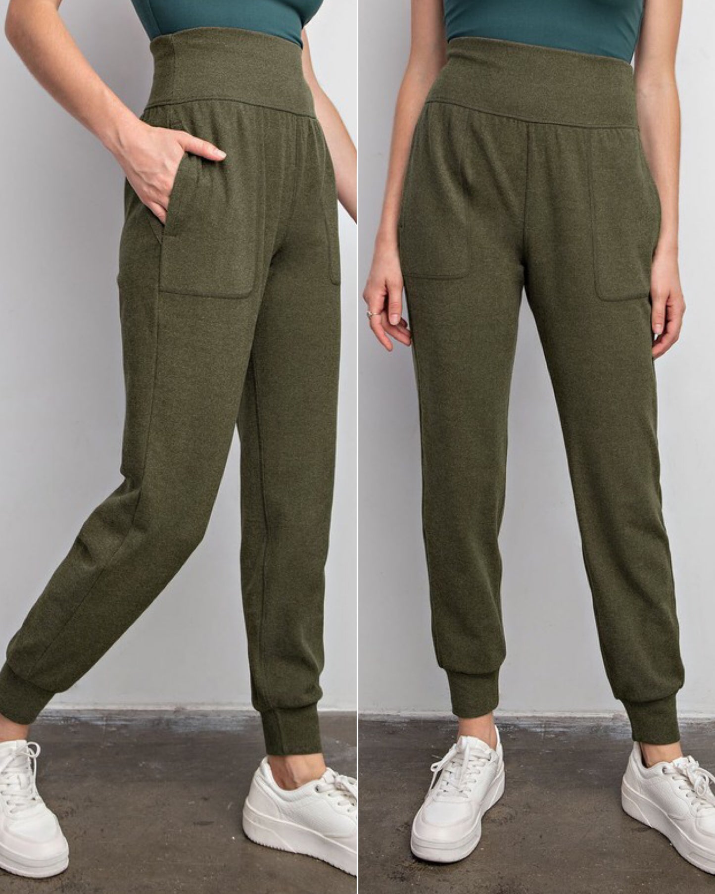 High Waist Ribbed Brushed Jogger Pant