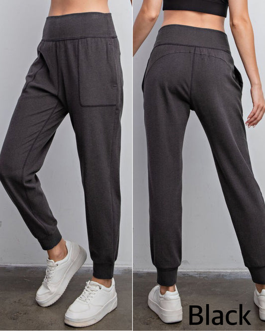 High Waist Ribbed Brushed Jogger Pant