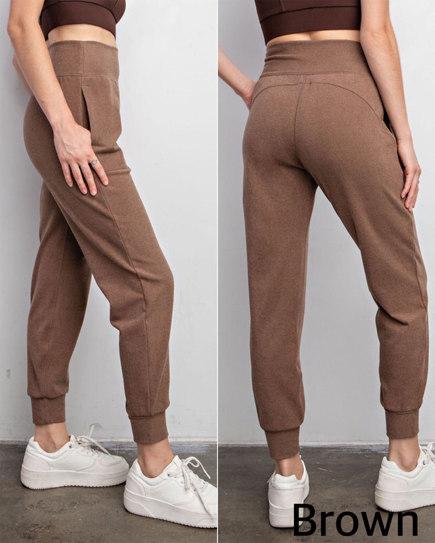 High Waist Ribbed Brushed Jogger Pant