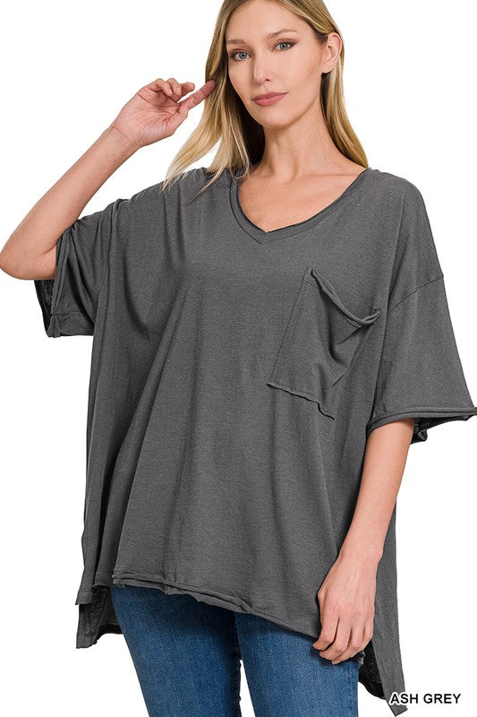 Cotton Oversized Boyfriend Pocket Tee