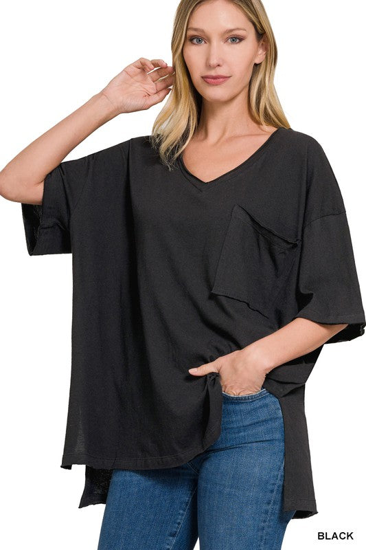 Cotton Oversized Boyfriend Pocket Tee