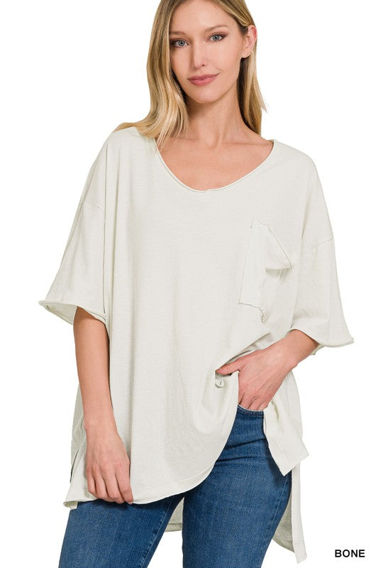 Cotton Oversized Boyfriend Pocket Tee