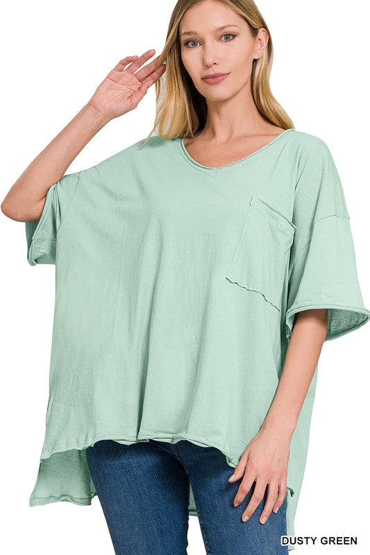 Cotton Oversized Boyfriend Pocket Tee