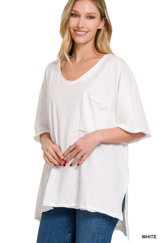 Cotton Oversized Boyfriend Pocket Tee