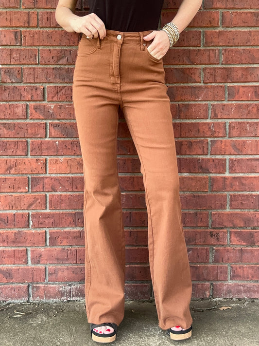 Judy Blue Brown Tummy Control Flares