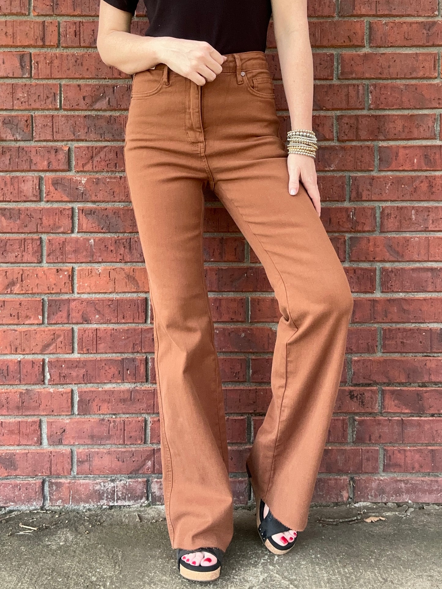 Judy Blue Brown Tummy Control Flares