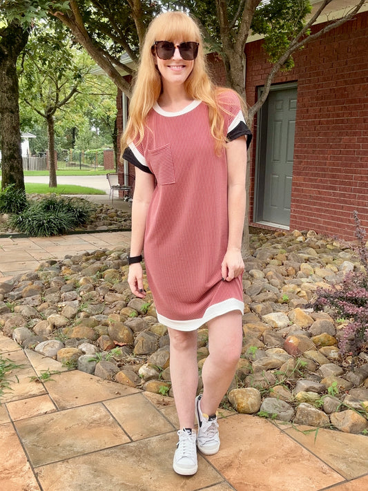 Urban Ribbed Color Block T-Shirt Dress