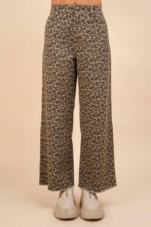 Leopard Printed Marine Straight Pants